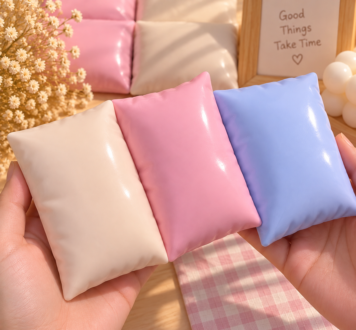 🛏️ Glossy Pillow Crunch